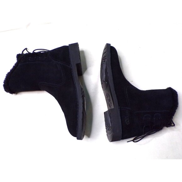 🆕UGG Naiyah Genuine Shearling Tie Bootie Ankle Boot Black 6 - Picture 4 of 9